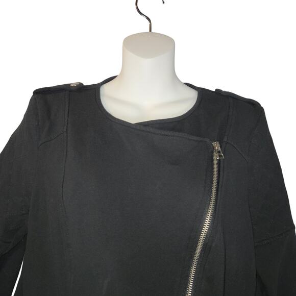 Candies Womens Large Asymmetric Zip Sweatshirt Blazer Black Stretch Moto Y2K - Picture 3 of 11
